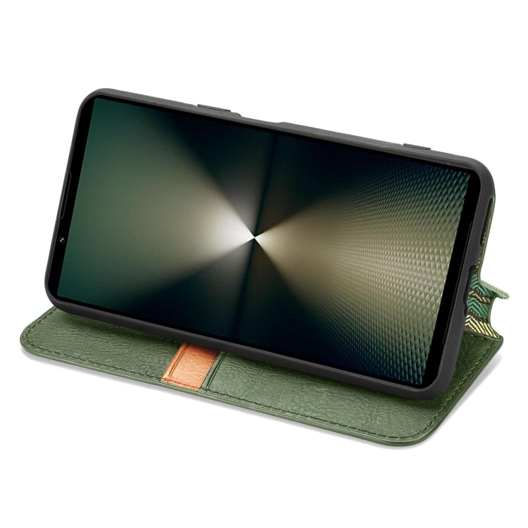 For Sony Xperia 10 VI Cubic Grid Pressed Magnetic Leather Phone Case