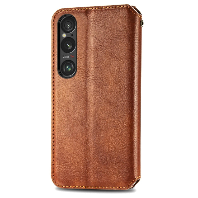 For Sony Xperia 10 VI Cubic Grid Pressed Magnetic Leather Phone Case