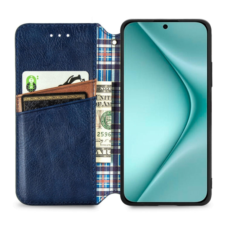 For Huawei Pura 70 Cubic Grid Pressed Magnetic Leather Phone Case