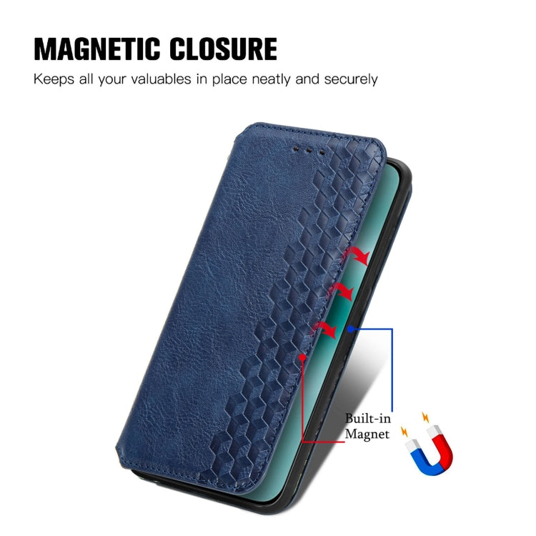 For Huawei Pura 70 Cubic Grid Pressed Magnetic Leather Phone Case