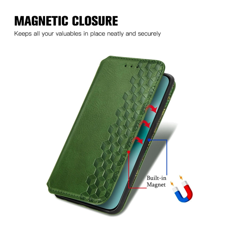 For Huawei Pura 70 Cubic Grid Pressed Magnetic Leather Phone Case