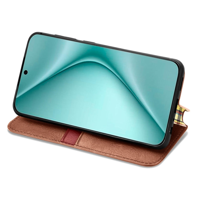 For Huawei Pura 70 Cubic Grid Pressed Magnetic Leather Phone Case