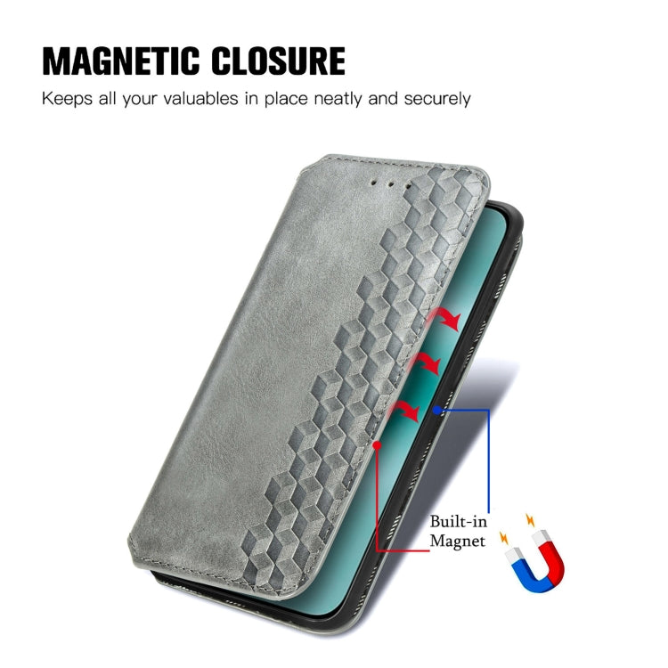 For Huawei Pura 70 Cubic Grid Pressed Magnetic Leather Phone Case