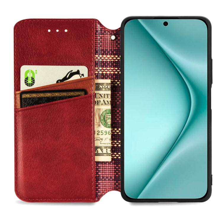 For Huawei Pura 70 Cubic Grid Pressed Magnetic Leather Phone Case