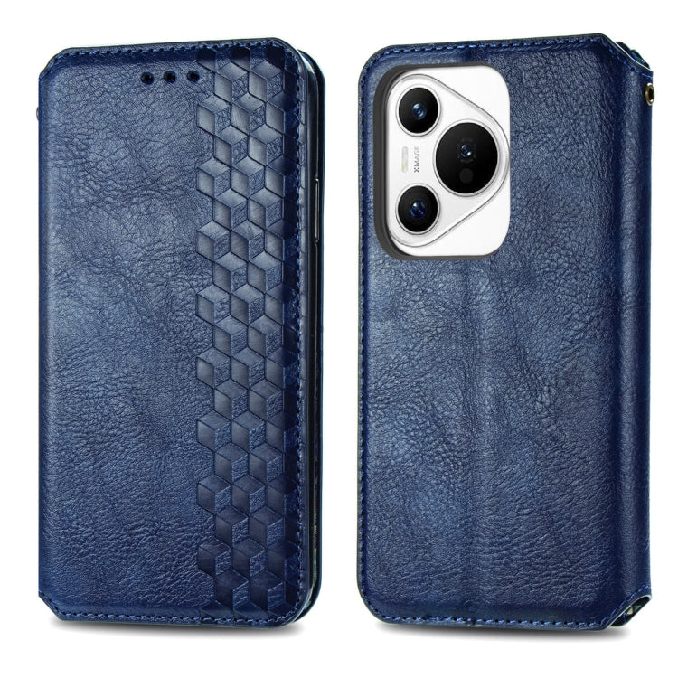 For Huawei Pura 70 Pro+ Cubic Grid Pressed Magnetic Leather Phone Case