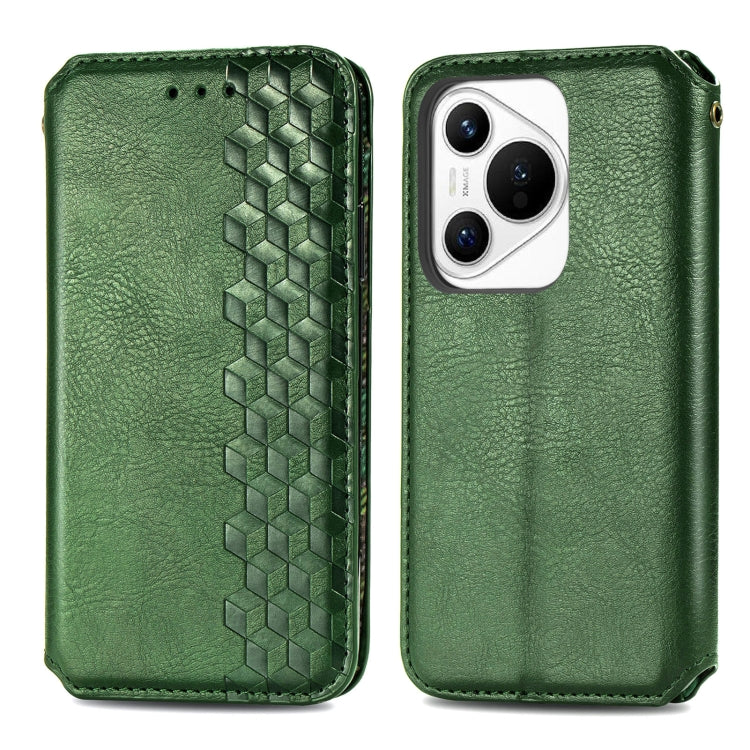 For Huawei Pura 70 Pro+ Cubic Grid Pressed Magnetic Leather Phone Case