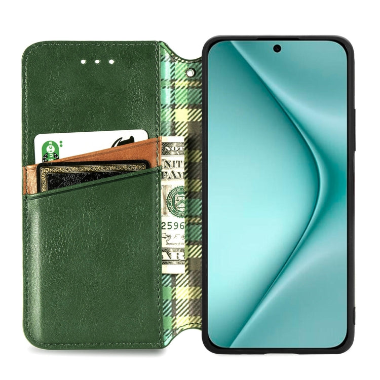 For Huawei Pura 70 Pro+ Cubic Grid Pressed Magnetic Leather Phone Case