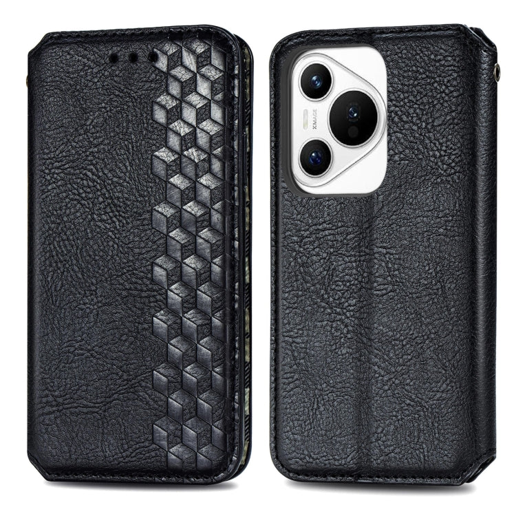 For Huawei Pura 70 Ultra Cubic Grid Pressed Magnetic Leather Phone Case