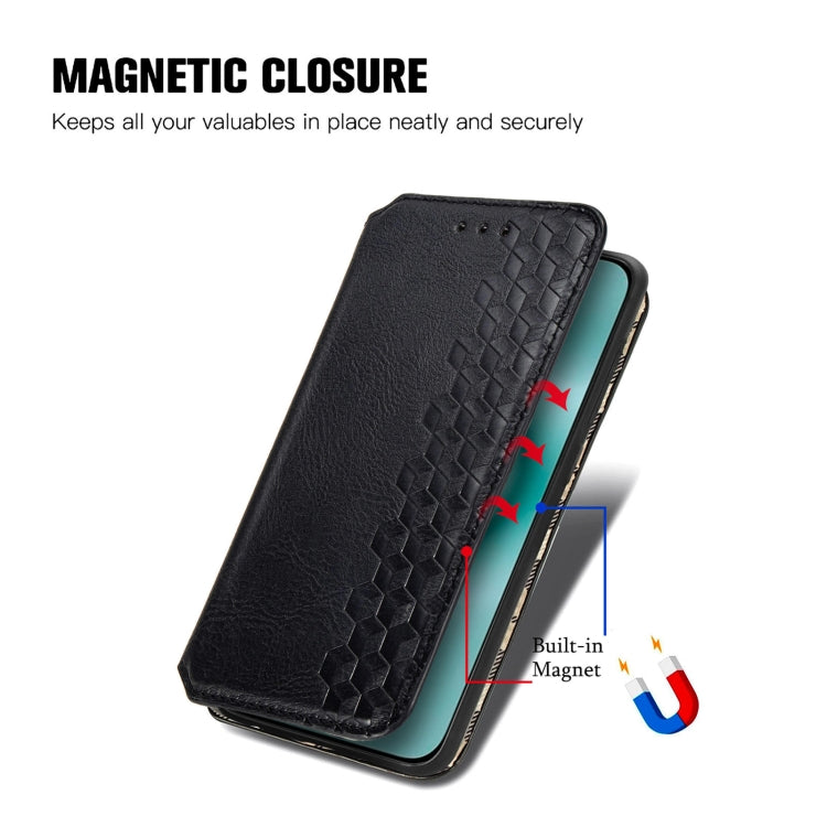 For Huawei Pura 70 Ultra Cubic Grid Pressed Magnetic Leather Phone Case