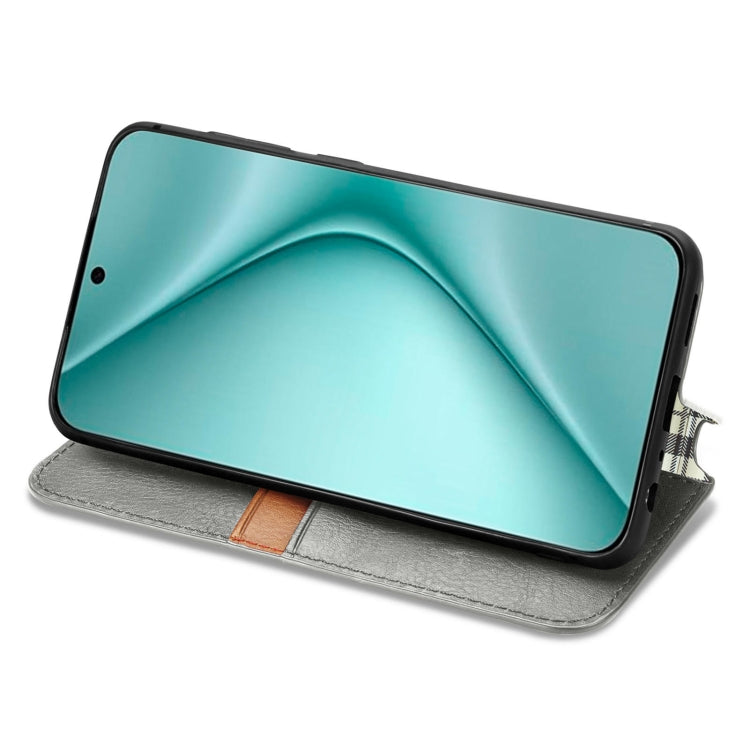 For Huawei Pura 70 Ultra Cubic Grid Pressed Magnetic Leather Phone Case