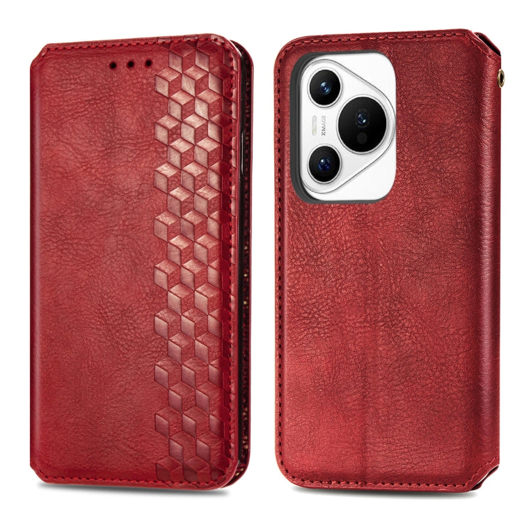 For Huawei Pura 70 Ultra Cubic Grid Pressed Magnetic Leather Phone Case