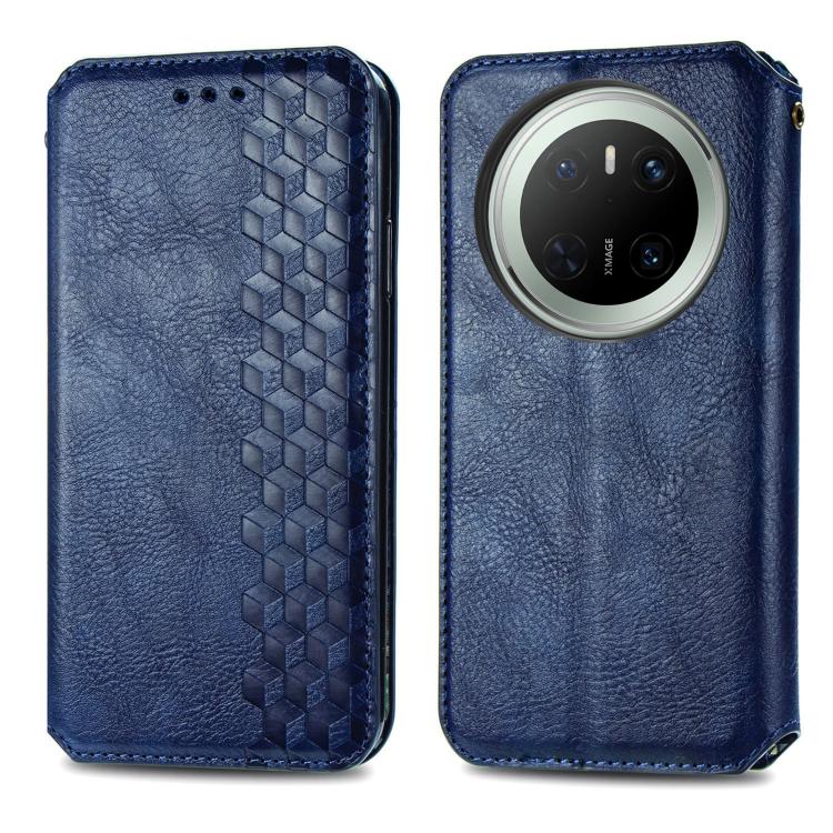 For Huawei Mate 70 Cubic Grid Pressed Magnetic Leather Phone Case