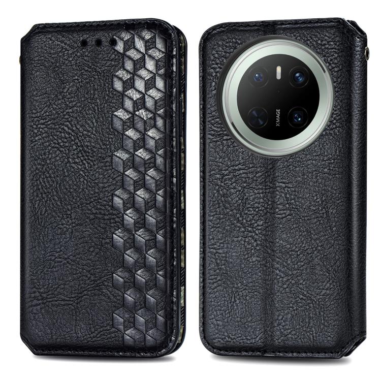 For Huawei Mate 70 Cubic Grid Pressed Magnetic Leather Phone Case