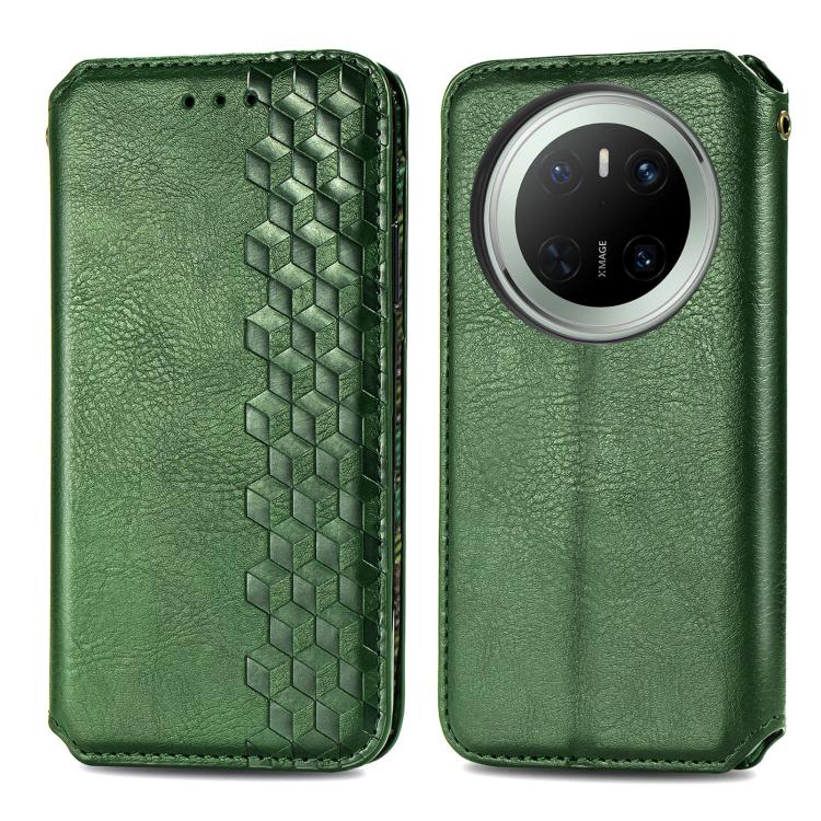 For Huawei Mate 70 Cubic Grid Pressed Magnetic Leather Phone Case