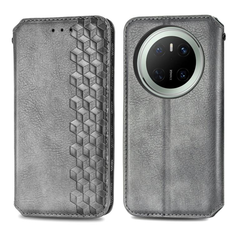 For Huawei Mate 70 Cubic Grid Pressed Magnetic Leather Phone Case