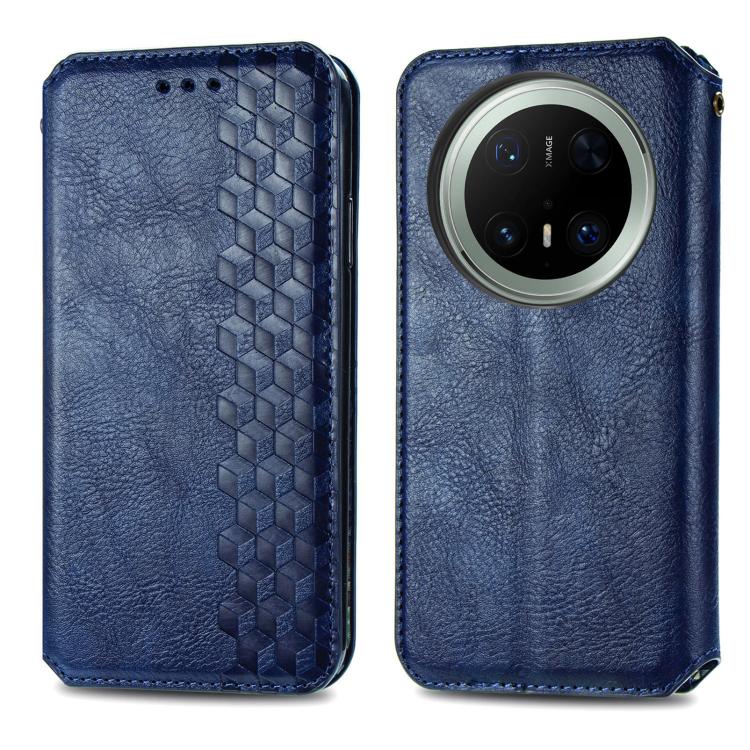 For Huawei Mate 70 Pro Cubic Grid Pressed Magnetic Leather Phone Case