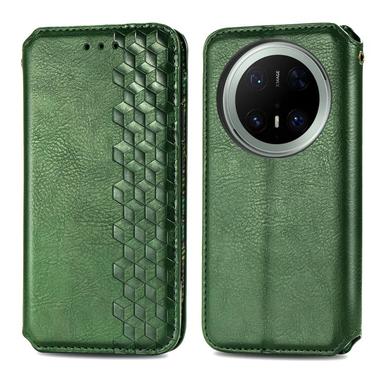 For Huawei Mate 70 Pro Cubic Grid Pressed Magnetic Leather Phone Case