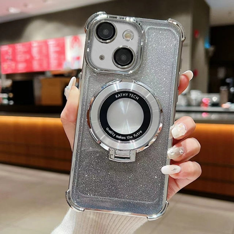 For iPhone 13 Invisible Holder Gradient Glitter Magsafe Phone Case