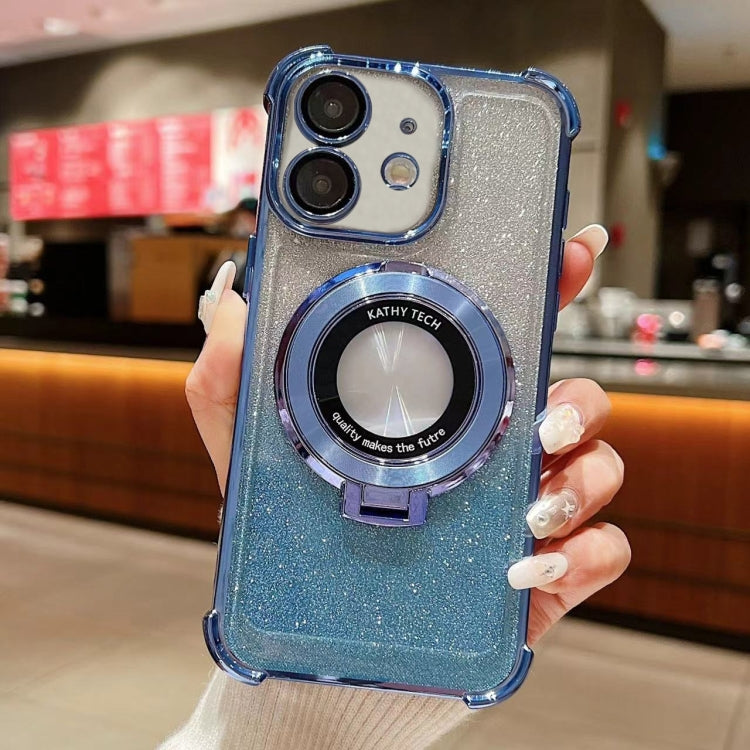 For iPhone 12 Invisible Holder Gradient Glitter Magsafe Phone Case