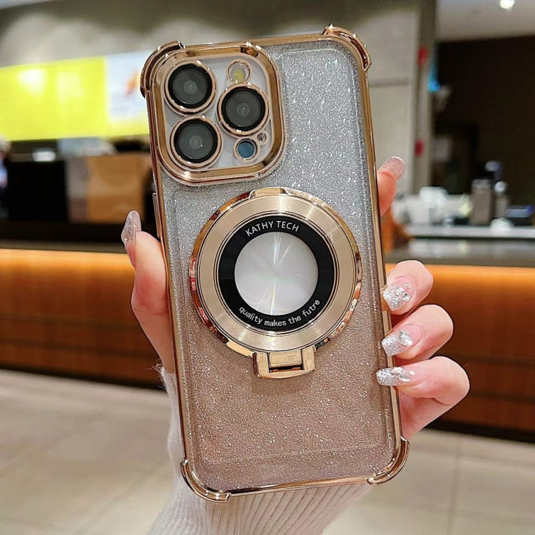 For iPhone  12 Pro Invisible Holder Gradient Glitter Magsafe Phone Case