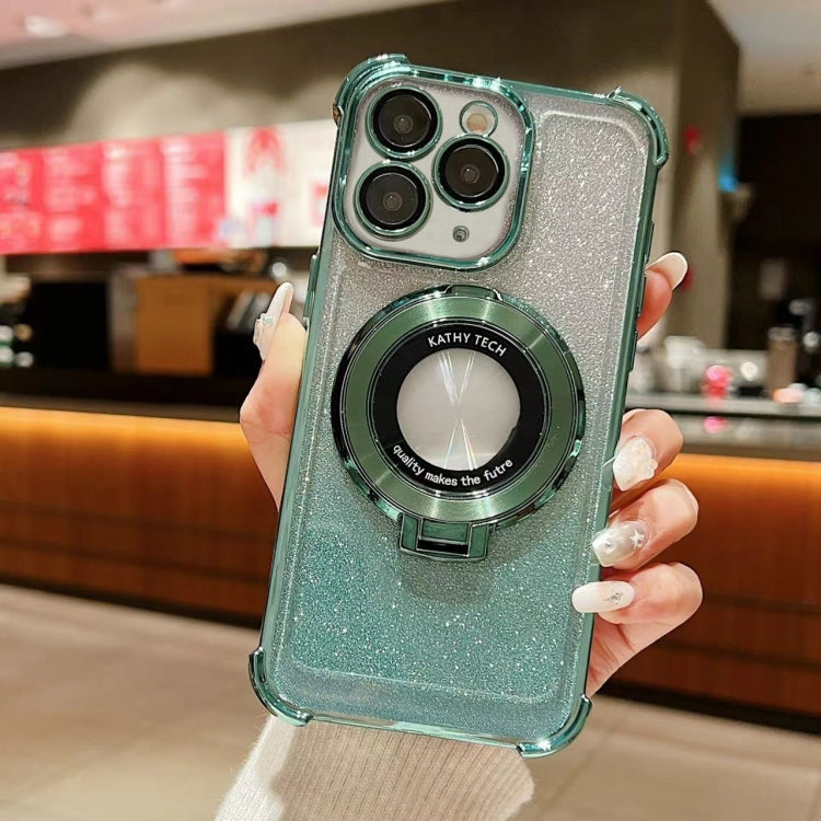 For iPhone 11 Pro Max Invisible Holder Gradient Glitter Magsafe Phone Case