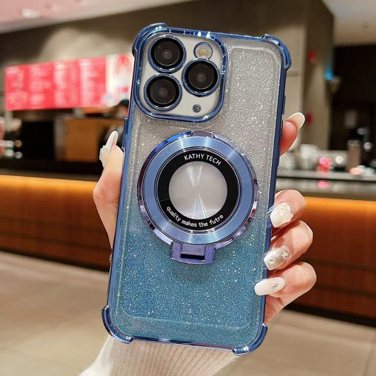 For iPhone 11 Pro Max Invisible Holder Gradient Glitter Magsafe Phone Case