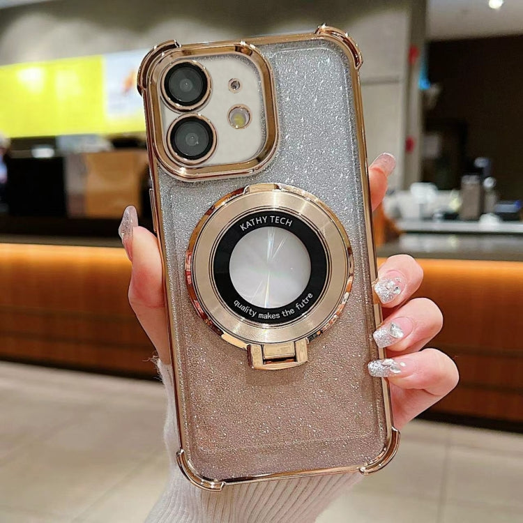 For iPhone  11 Invisible Holder Gradient Glitter Magsafe Phone Case