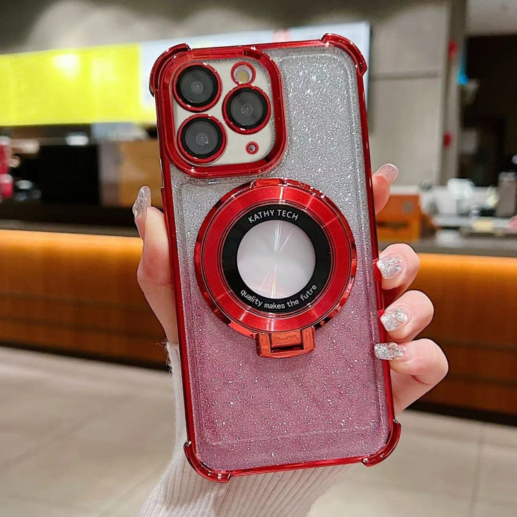 For iPhone 11 Pro Invisible Holder Gradient Glitter Magsafe Phone Case