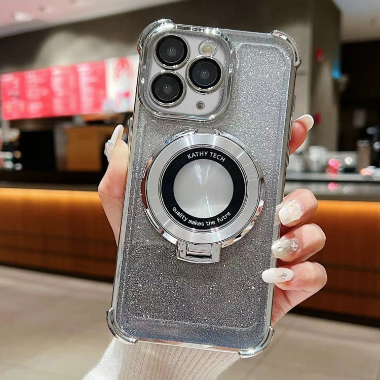 For iPhone 11 Pro Invisible Holder Gradient Glitter Magsafe Phone Case