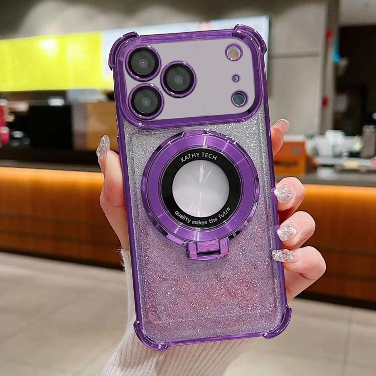 For iPhone 17 Pro Max Invisible Holder Gradient Glitter Magsafe Phone Case