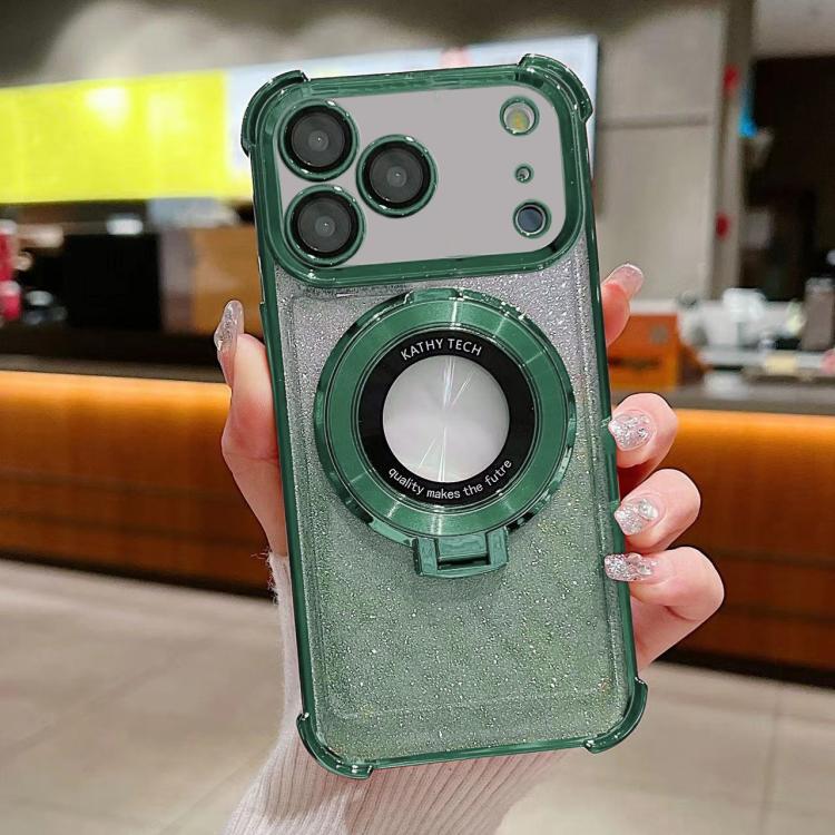 For iPhone 17 Pro Max Invisible Holder Gradient Glitter Magsafe Phone Case
