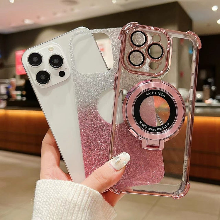 For iPhone 14 Invisible Holder Gradient Glitter Magsafe Phone Case
