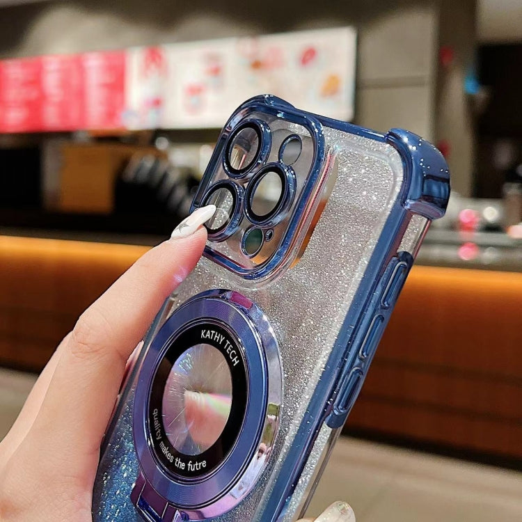 For iPhone 13 Pro Max Invisible Holder Gradient Glitter Magsafe Phone Case