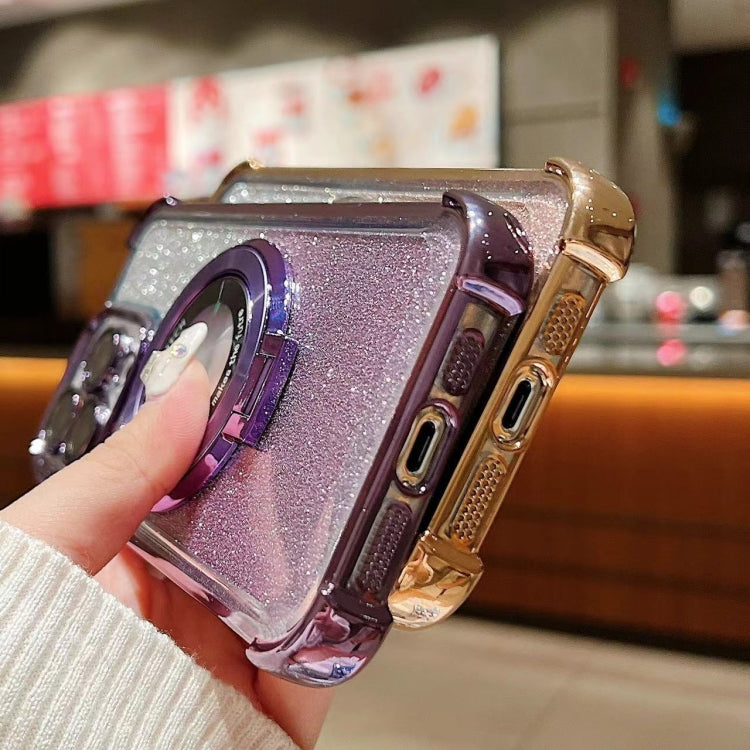 For iPhone 13 Pro Max Invisible Holder Gradient Glitter Magsafe Phone Case
