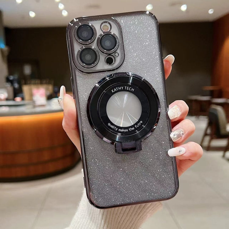 For iPhone 12 Pro Max Electroplated Holder Gradient Glitter MagSafe Phone Case