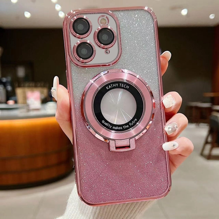 For iPhone 11 Pro Max Electroplated Holder Gradient Glitter MagSafe Phone Case