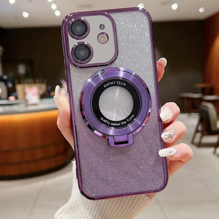 For iPhone  11 Electroplated Holder Gradient Glitter MagSafe Phone Case