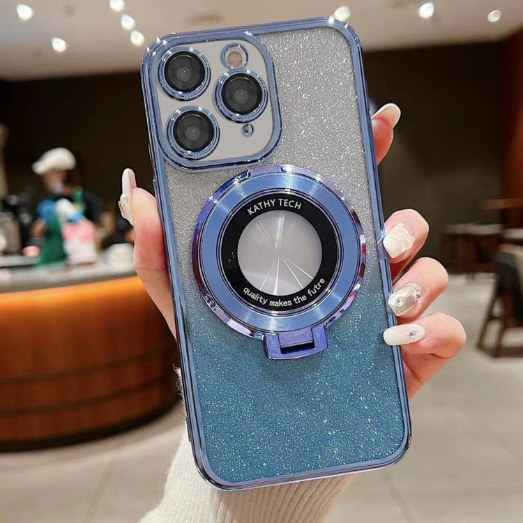 For iPhone 11 Pro Electroplated Holder Gradient Glitter MagSafe Phone Case