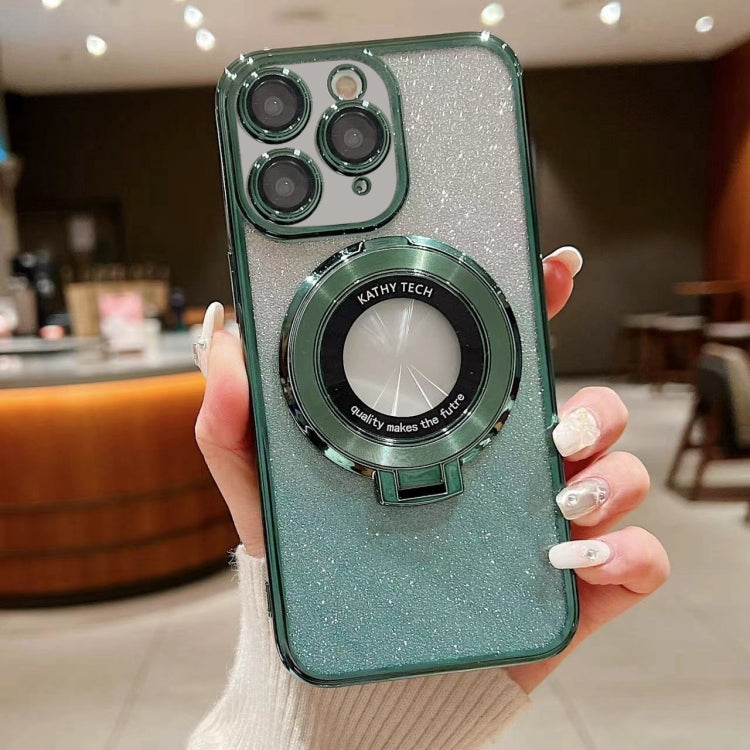 For iPhone 11 Pro Electroplated Holder Gradient Glitter MagSafe Phone Case