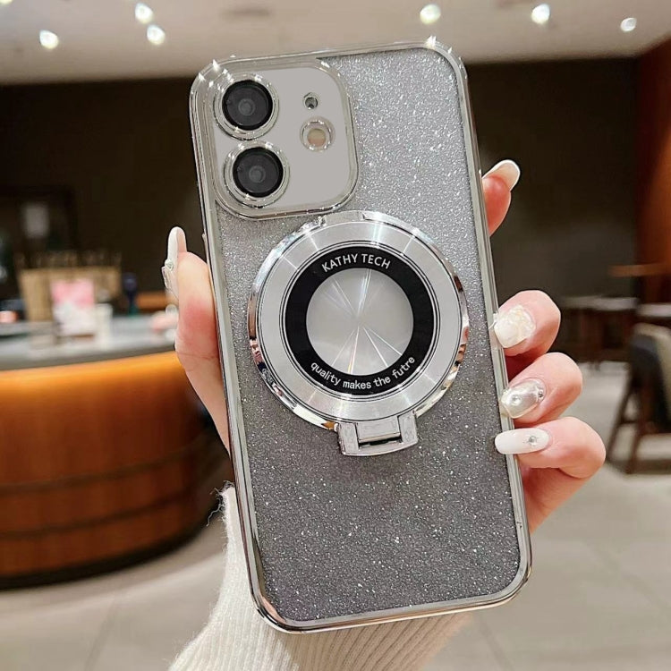 For iPhone 12 mini Electroplated Holder Gradient Glitter MagSafe Phone Case