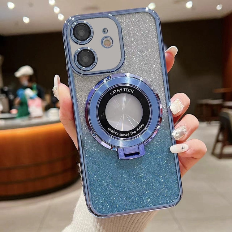 For iPhone 12 mini Electroplated Holder Gradient Glitter MagSafe Phone Case