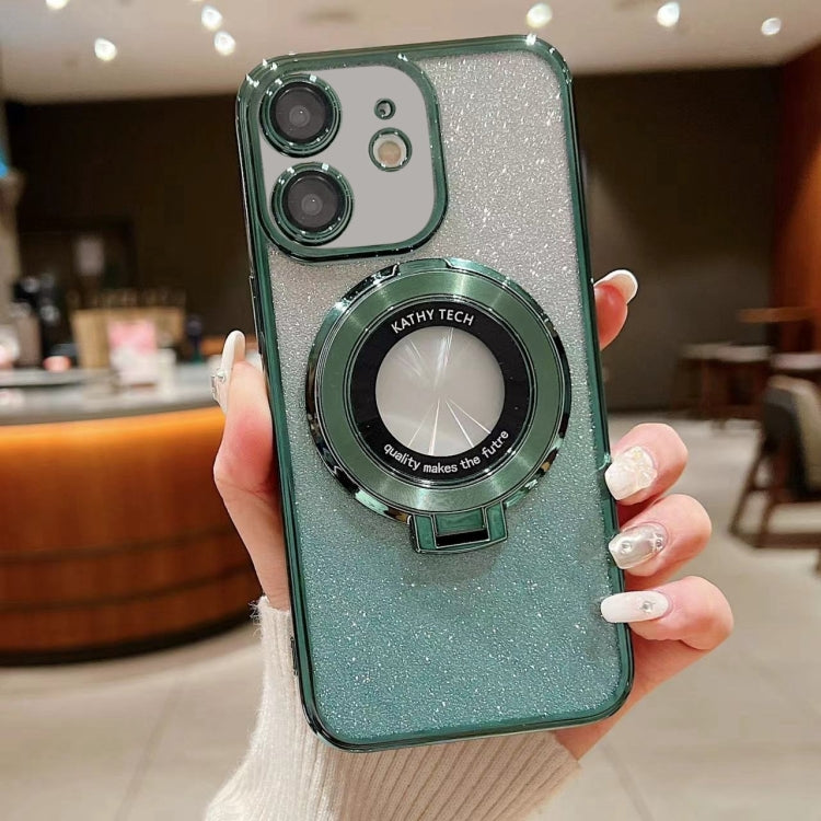 For iPhone 12 mini Electroplated Holder Gradient Glitter MagSafe Phone Case
