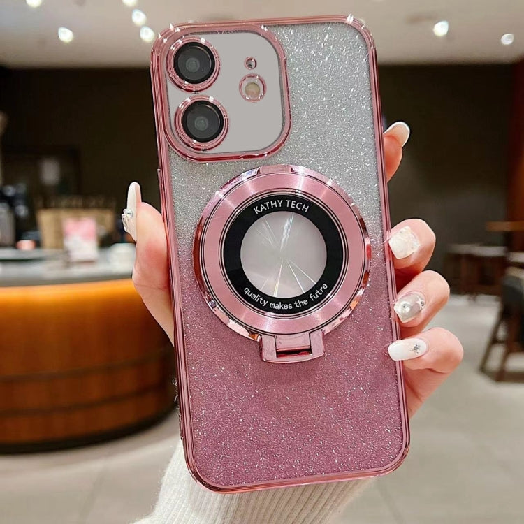 For iPhone 12 mini Electroplated Holder Gradient Glitter MagSafe Phone Case