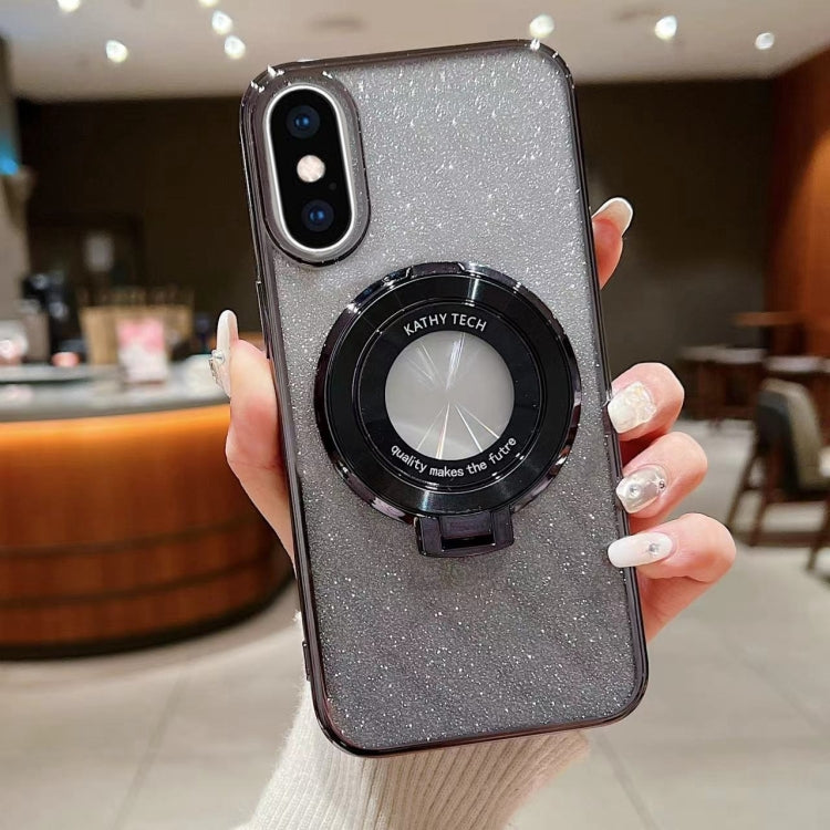 For iPhone XS Max Electroplated Holder Gradient Glitter MagSafe Phone Case
