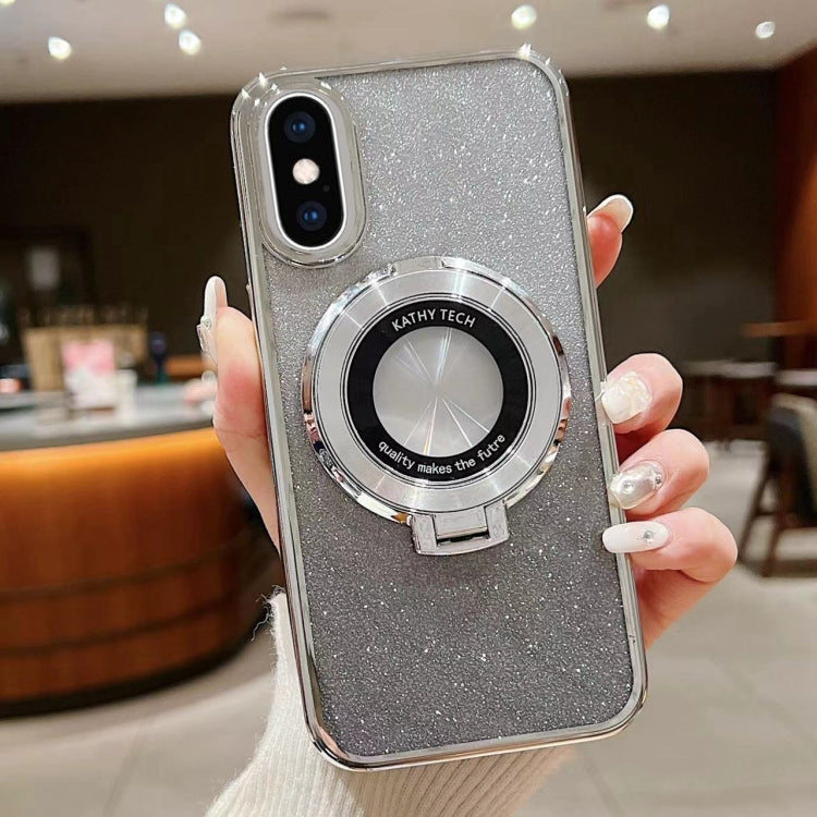 For iPhone XS Max Electroplated Holder Gradient Glitter MagSafe Phone Case