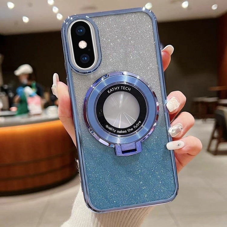 For iPhone XS Max Electroplated Holder Gradient Glitter MagSafe Phone Case