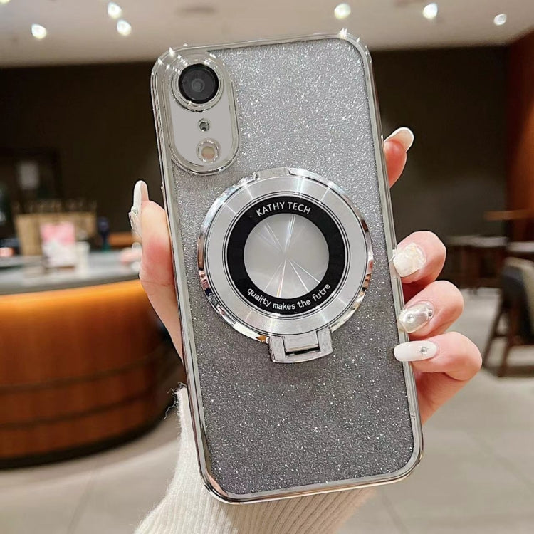 For iPhone XR Electroplated Holder Gradient Glitter MagSafe Phone Case