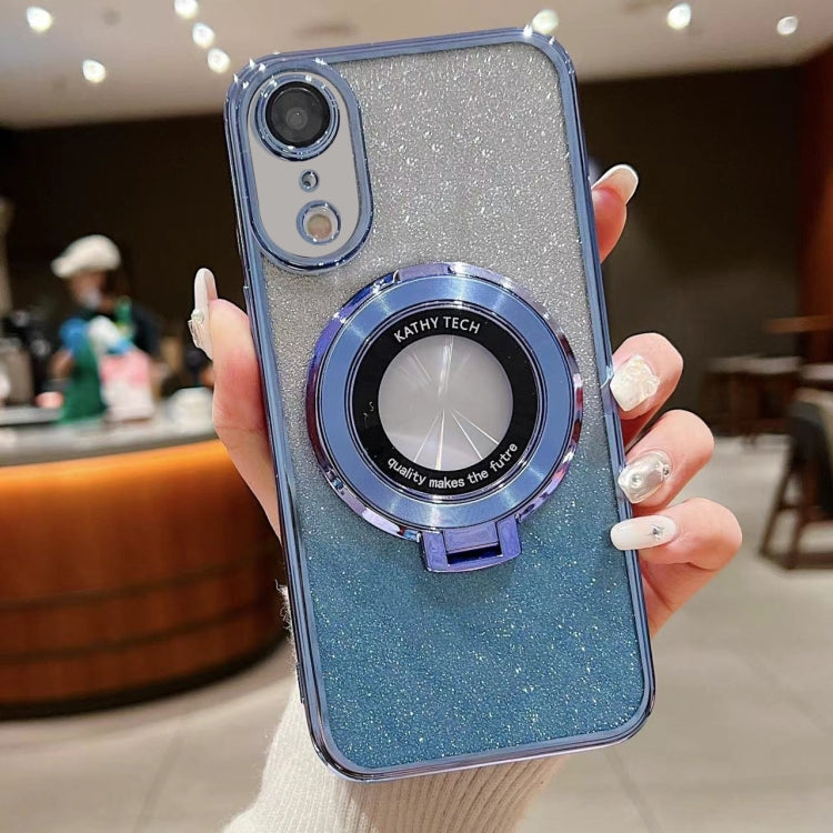 For iPhone XR Electroplated Holder Gradient Glitter MagSafe Phone Case