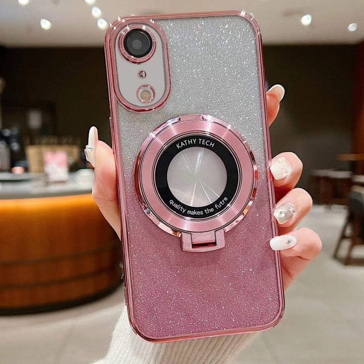 For iPhone XR Electroplated Holder Gradient Glitter MagSafe Phone Case