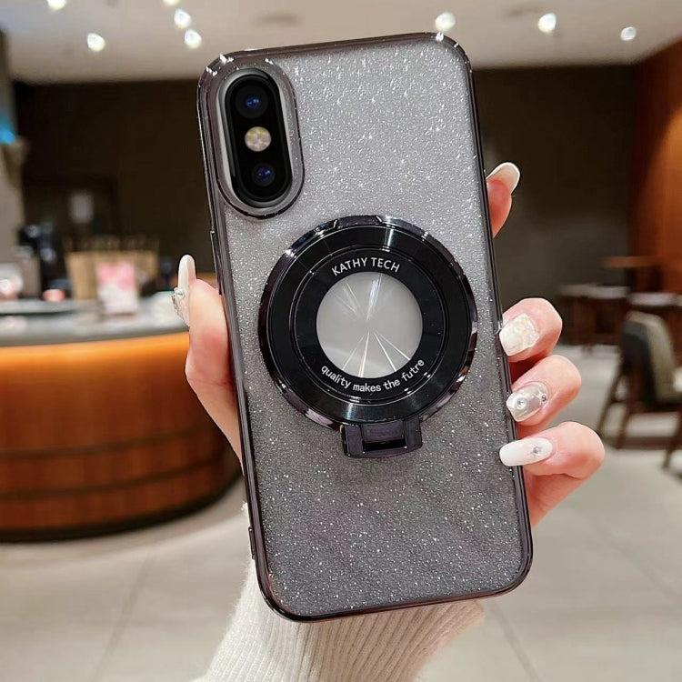 For iPhone X / XS Electroplated Holder Gradient Glitter MagSafe Phone Case